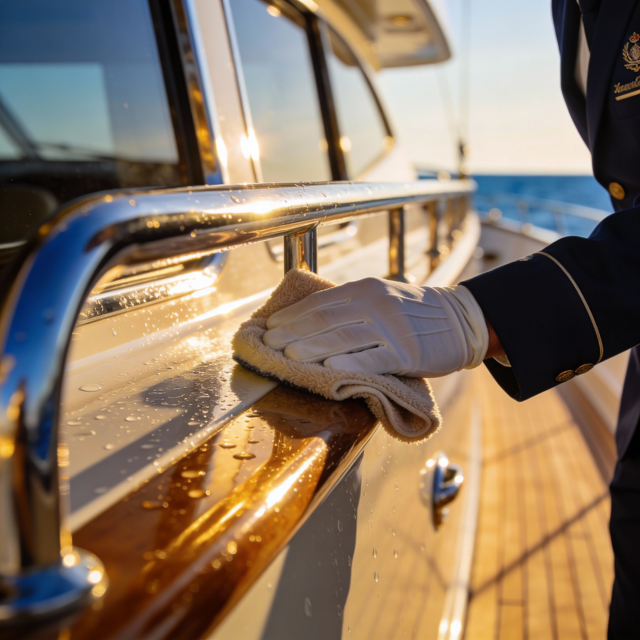 Polishing brightwork on board
