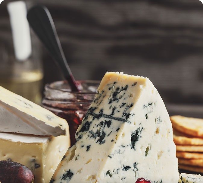 Cheese and dairy on a board